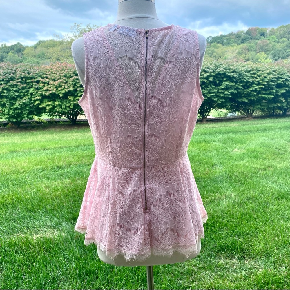 New York & Company Pink Lace Sleeveless Peplum Top - Picture 11 of 15